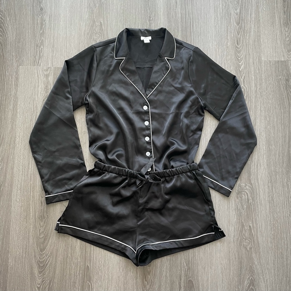 Black silk PJs